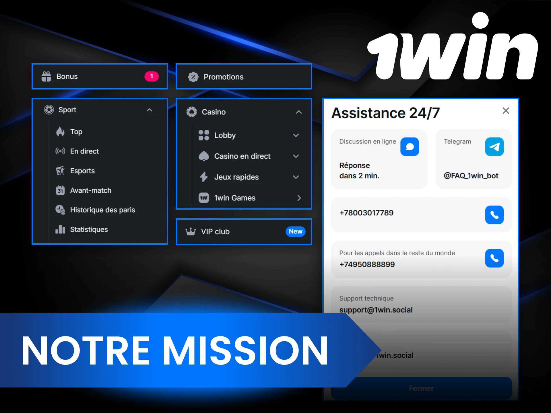 La mission de 1Win est d'offrir aux joueurs camerounais une expérience de jeu pratique.