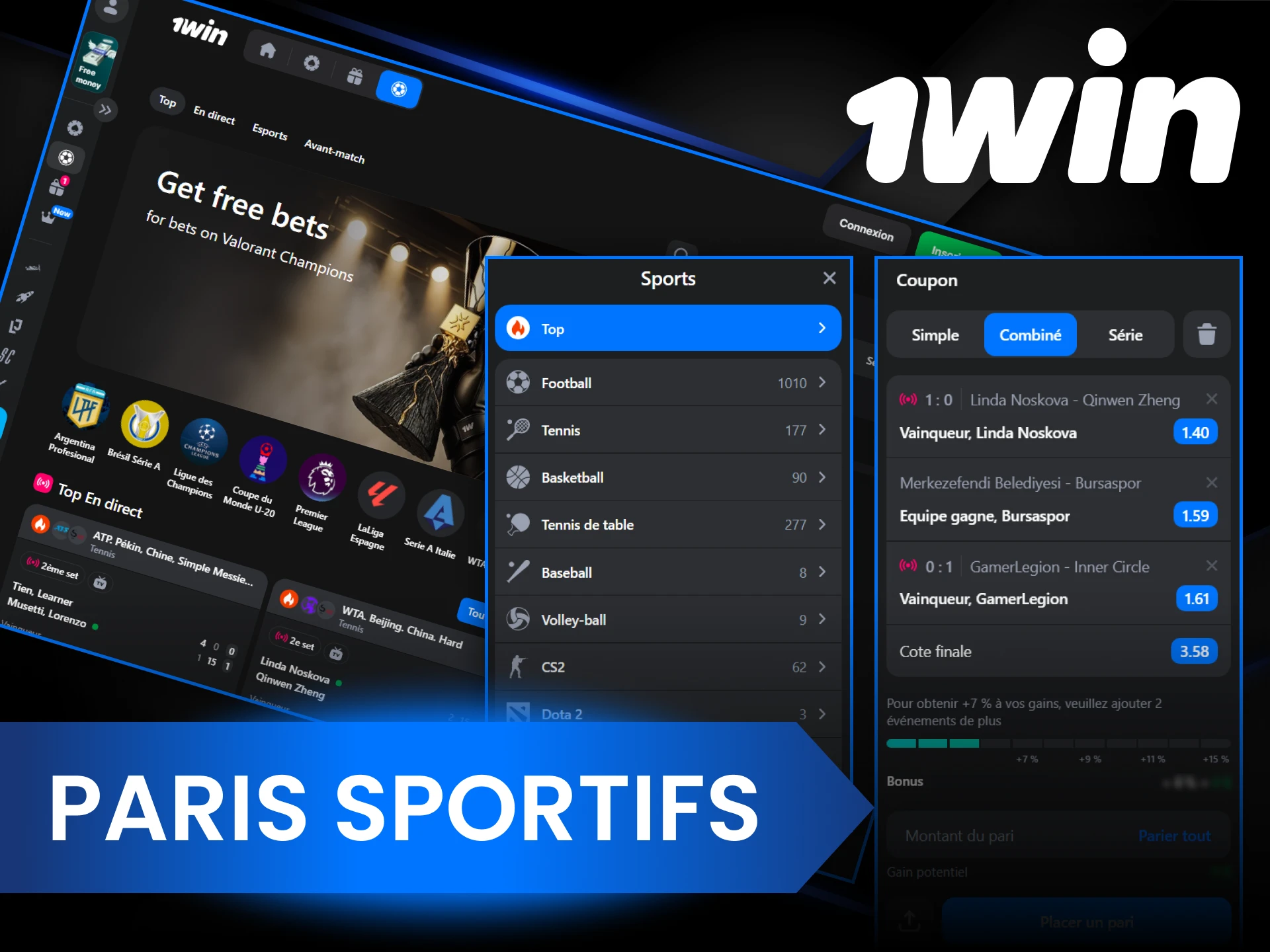 1Win propose une large gamme de sportifs pour parier.