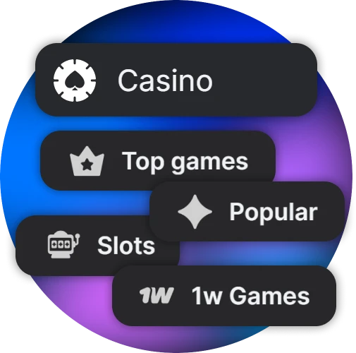 The 1Win website offers a wide range of casino game categories.