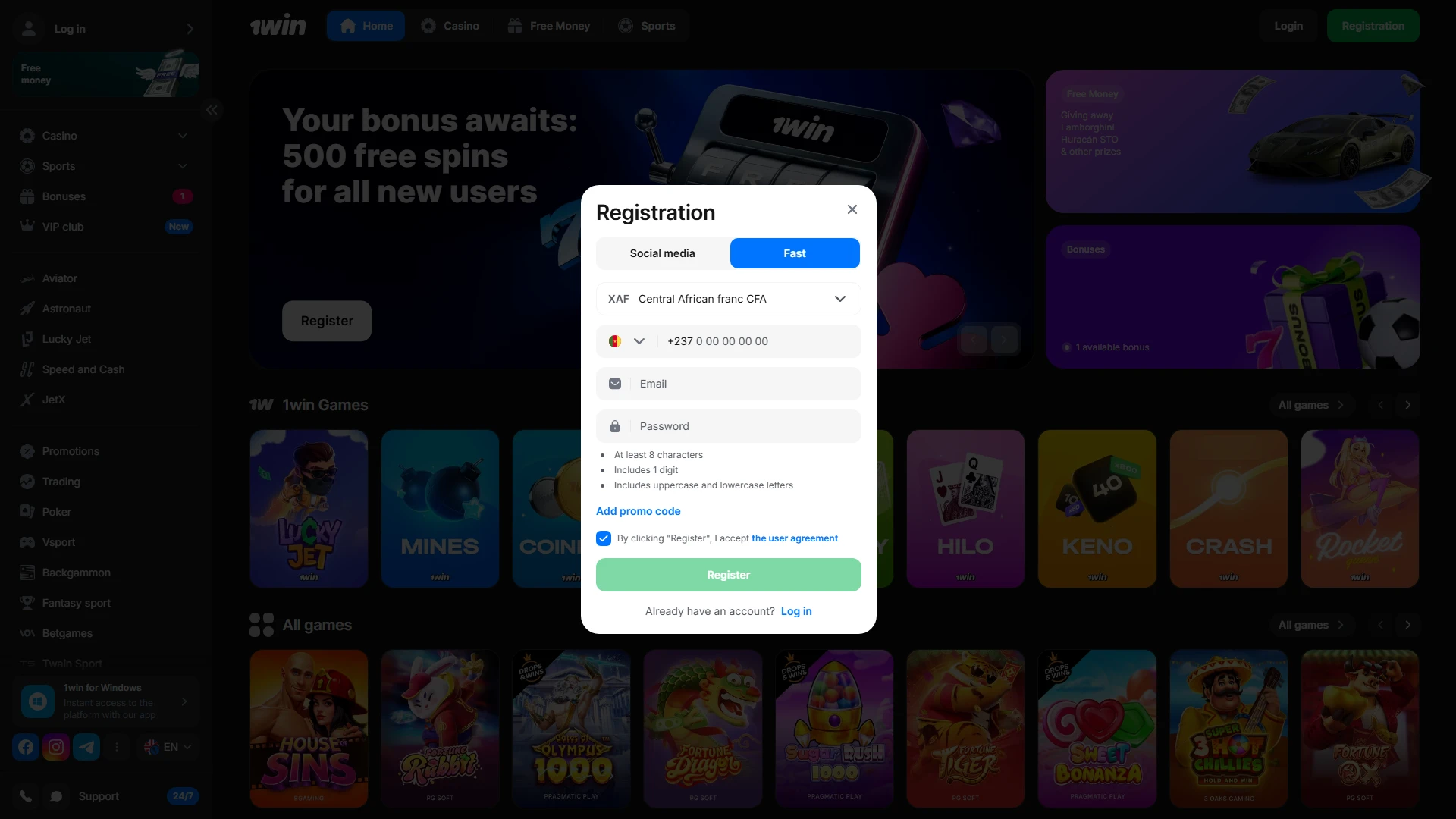 Log in to the installed 1Win app on your PC.