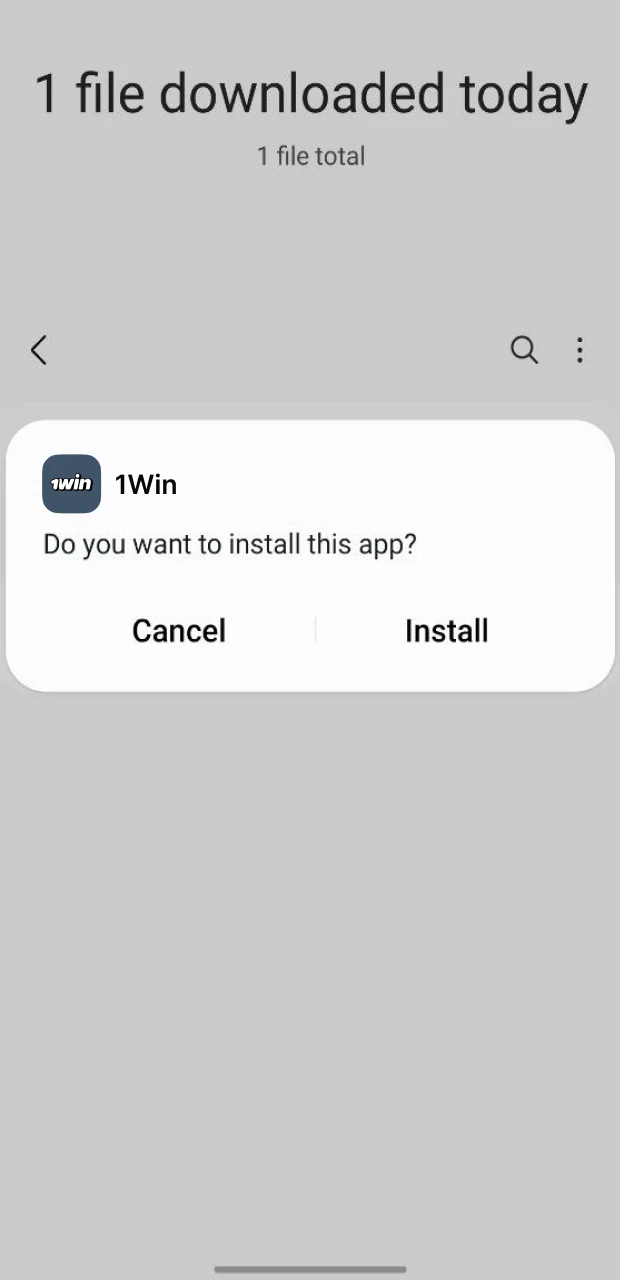 Wait for 1Win to install on your Android device.