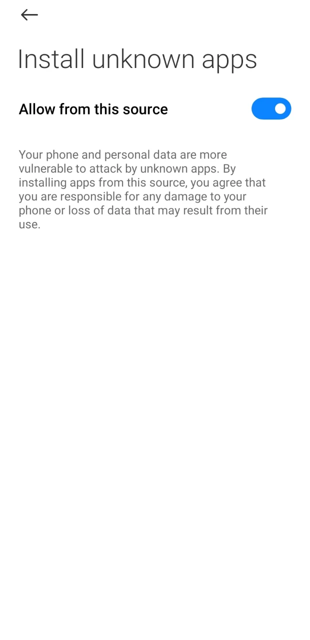 Allow installation from unknown sources to continue installing 1Win on Android.