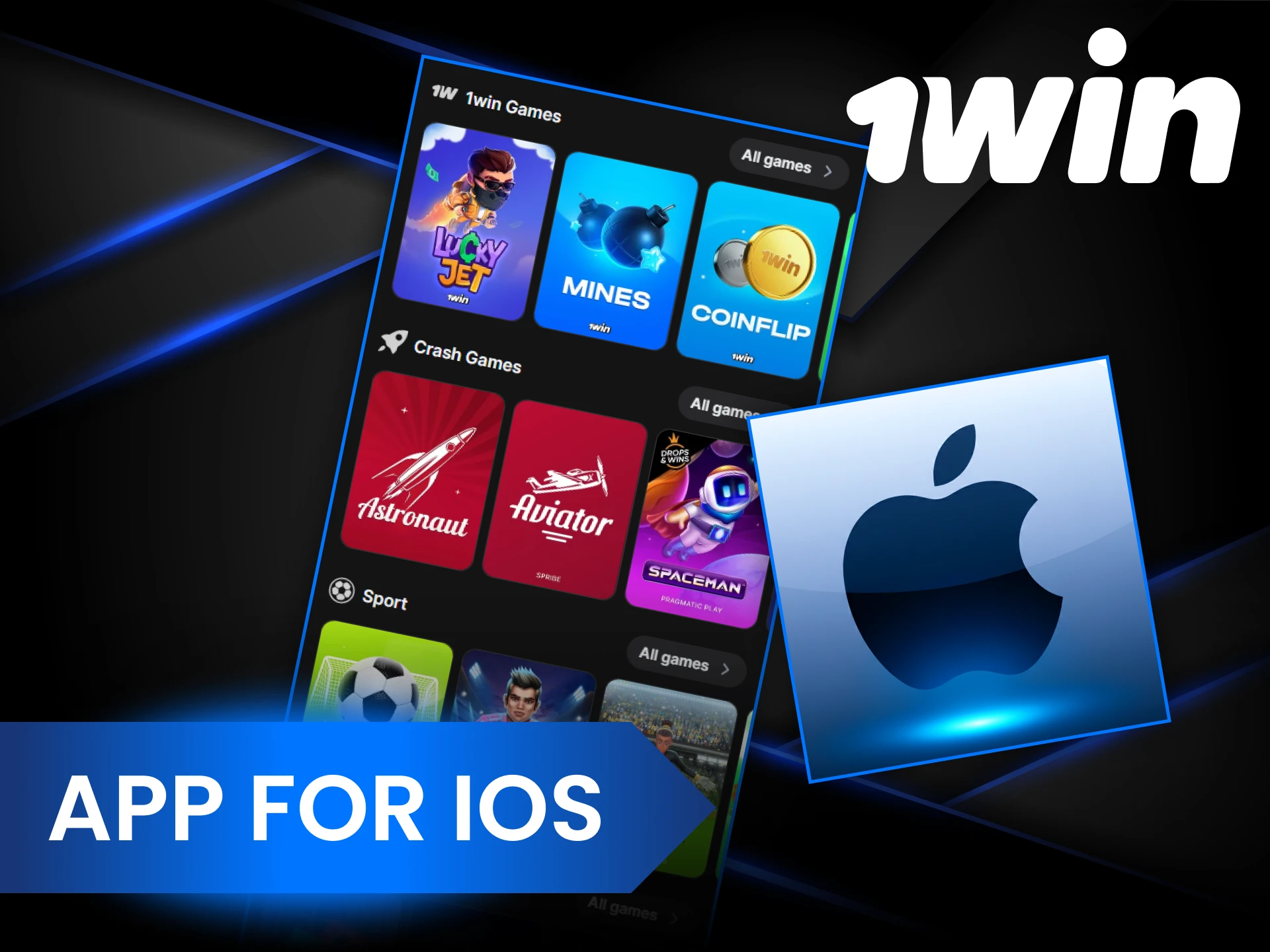 Play and win money with the 1Win app for iOS.