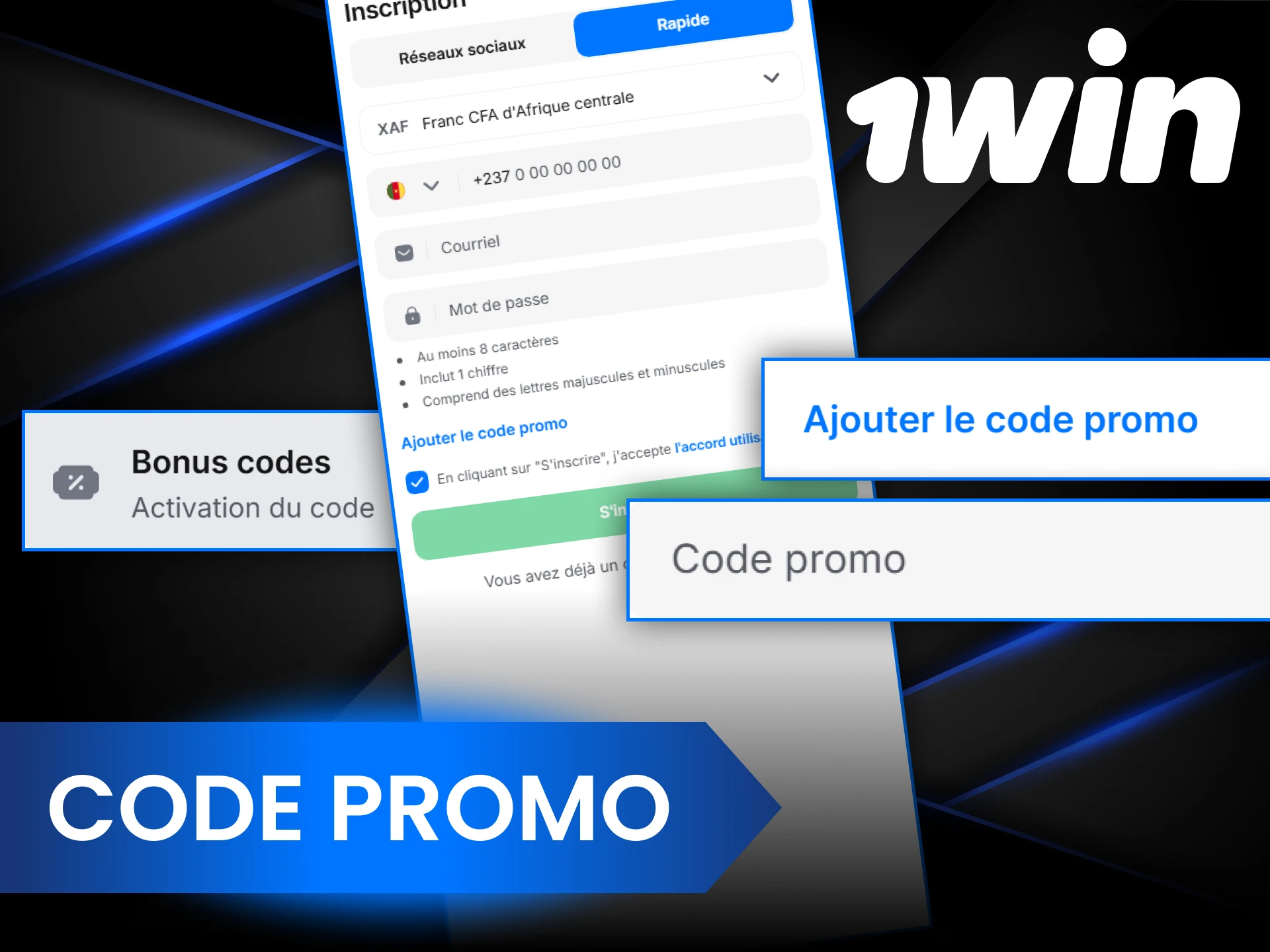 Appliquez le code promotionnel dans l'application 1Win.