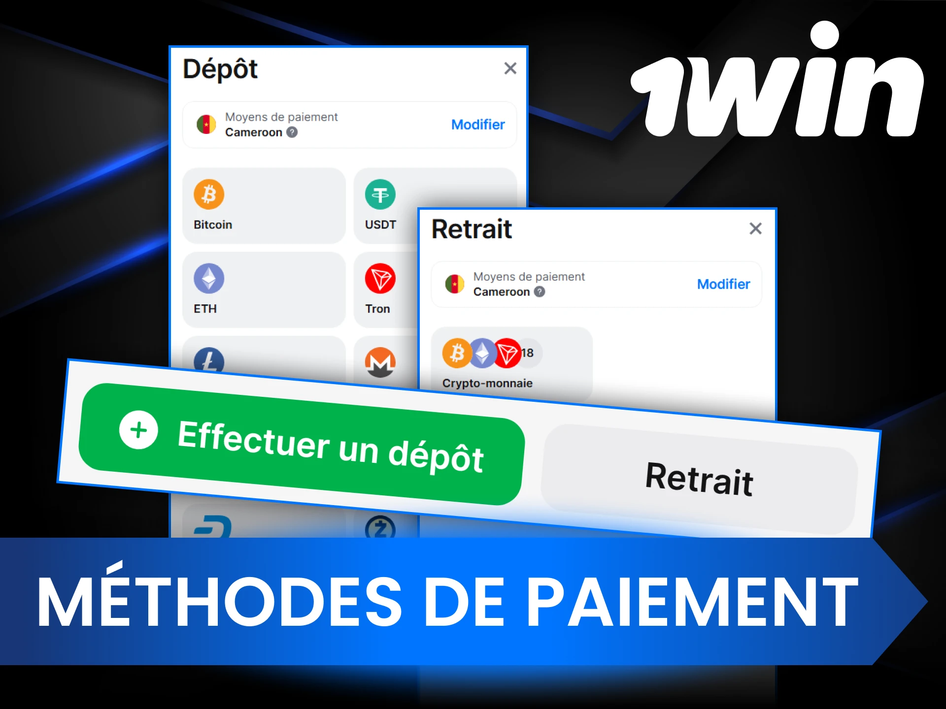 L'application 1Win donne accès à divers systèmes de paiement pour les dépôts et les retraits.