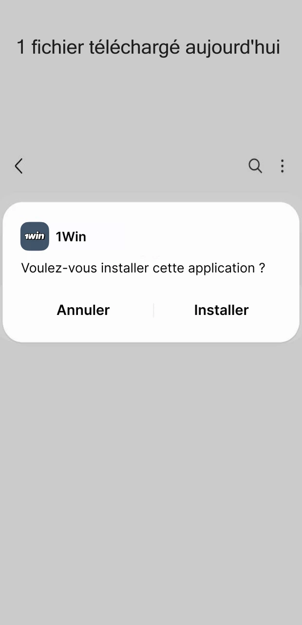 Appuyez sur Installer et attendez que l'application 1Win soit téléchargée sur votre appareil.