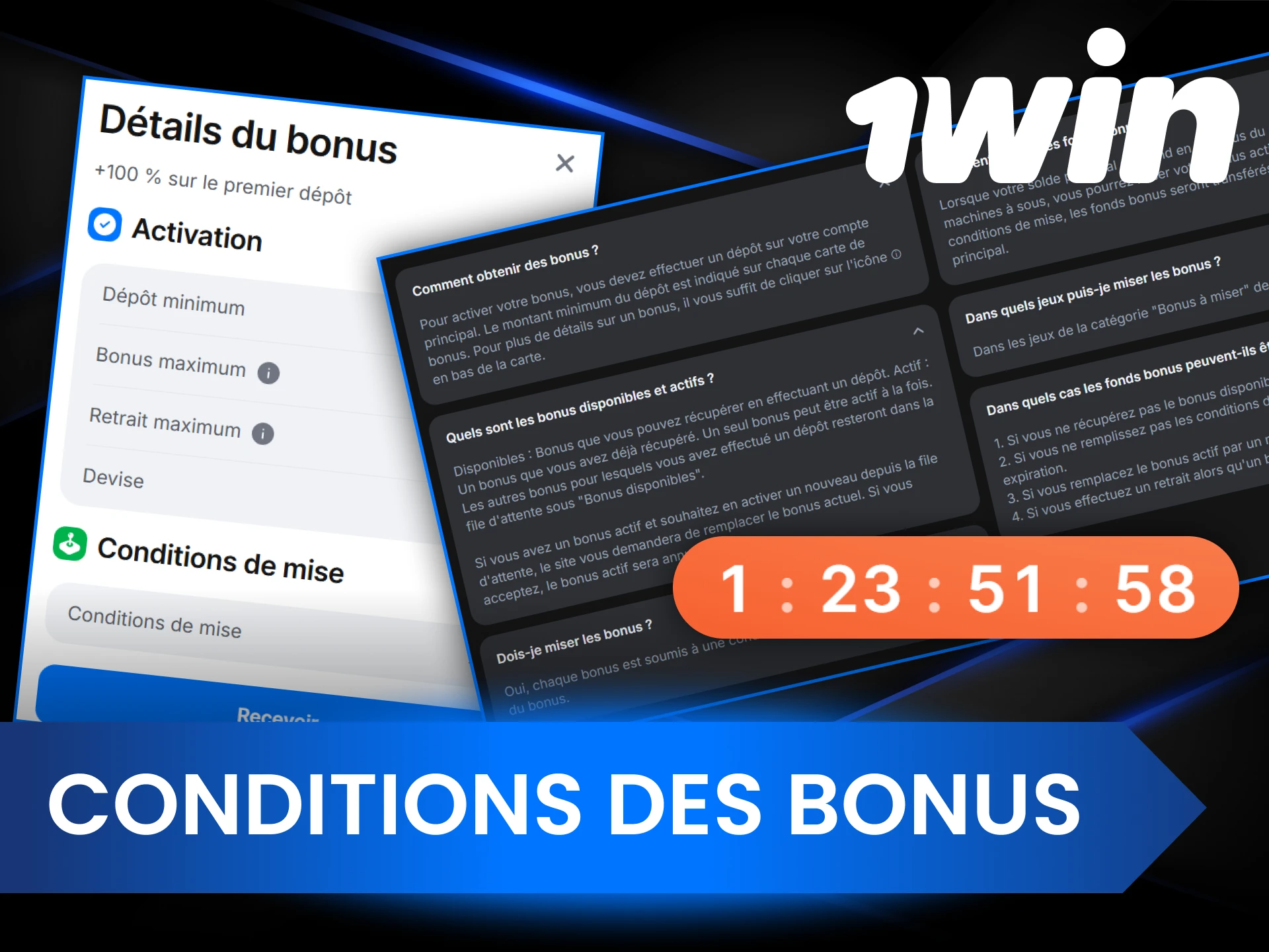 Pour recevoir le bonus 1Win, vous devez remplir les conditions requises.