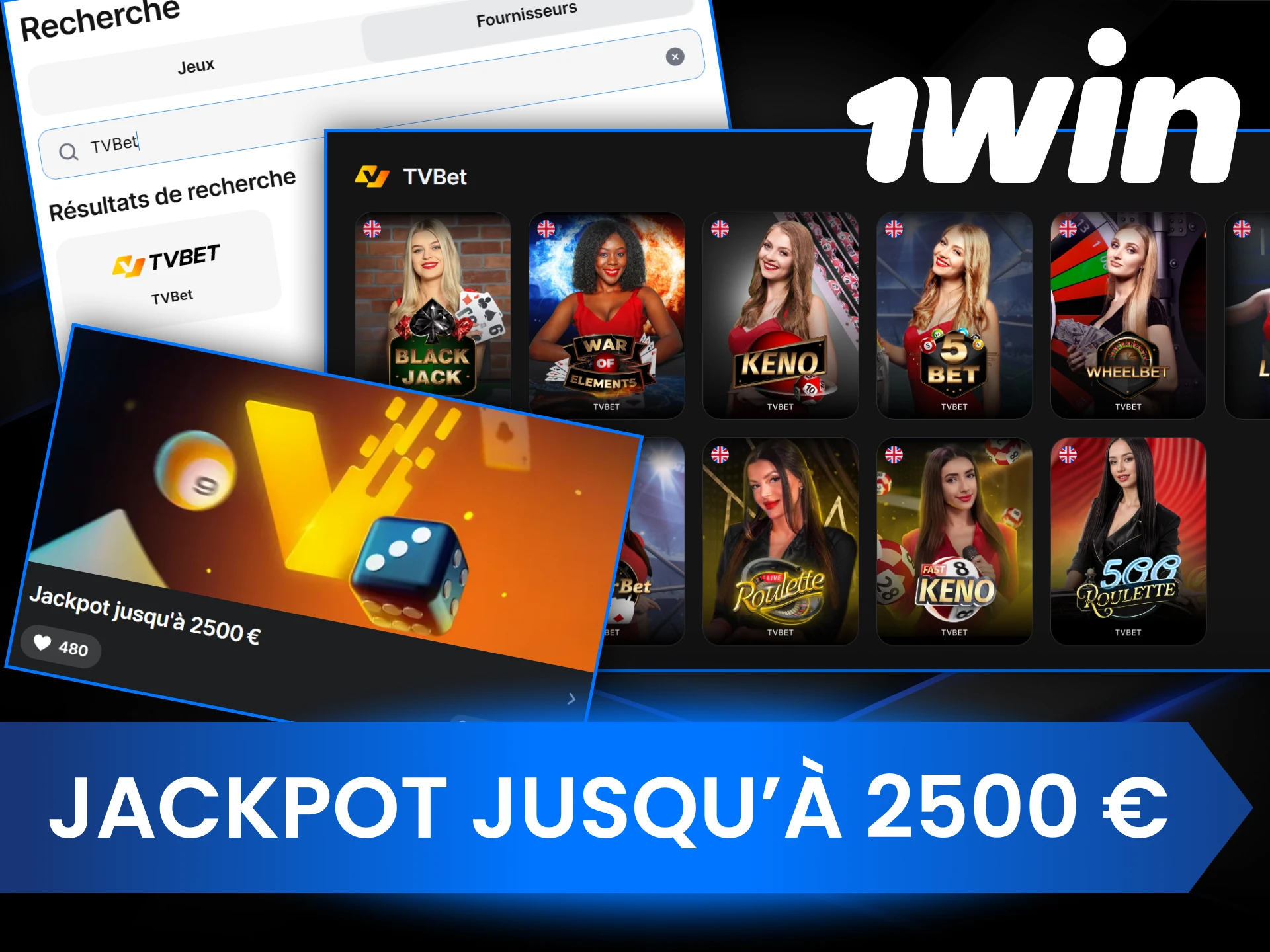 Jeux à jackpot TVBet avec de gros gains chez 1Win.