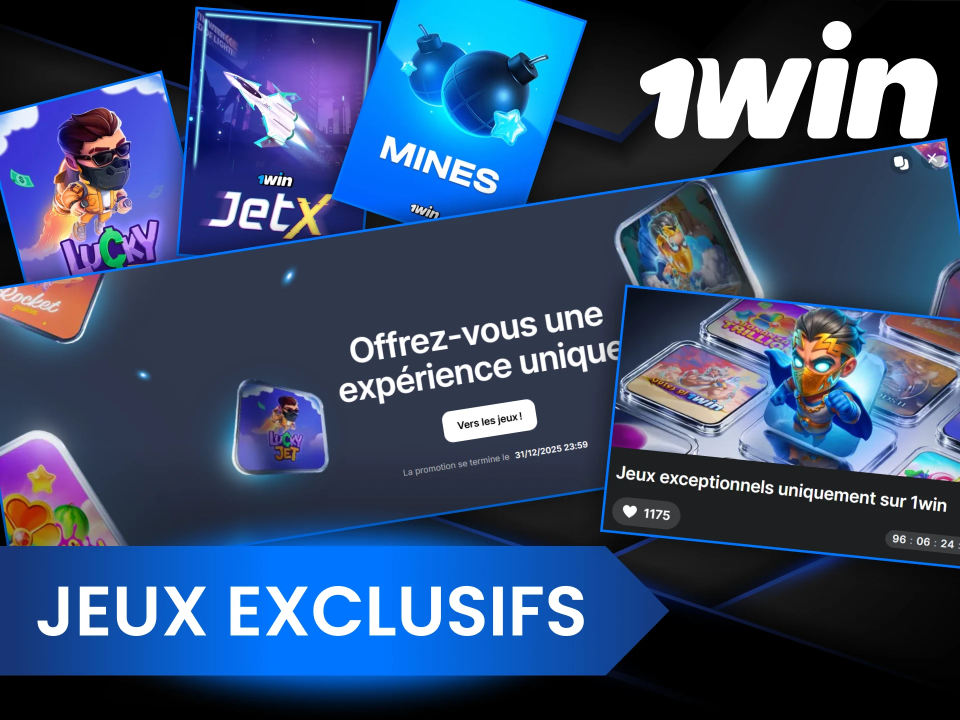 1Win vous propose de nombreux jeux exclusifs que vous ne trouverez nulle part ailleurs.