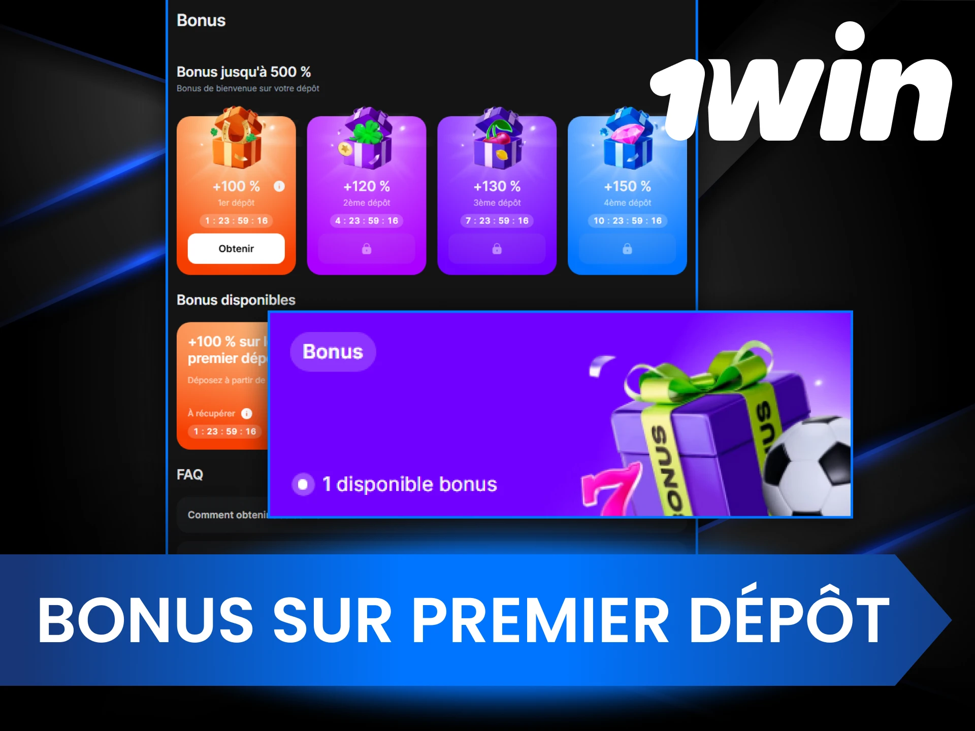 Réclamez votre bonus de bienvenue chez 1Win et utilisez-le dans les jeux de casino.