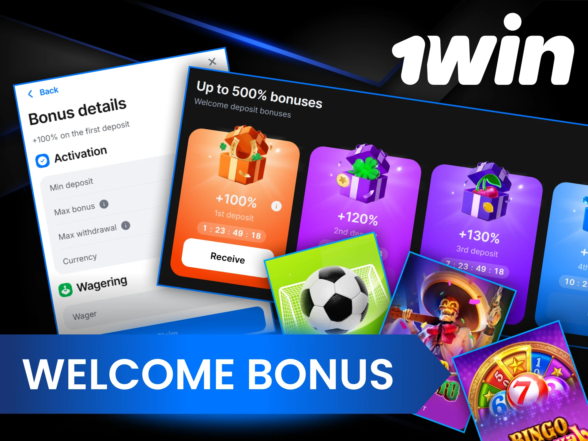 Claim welcome bonus at 1Win and use it in casino games.