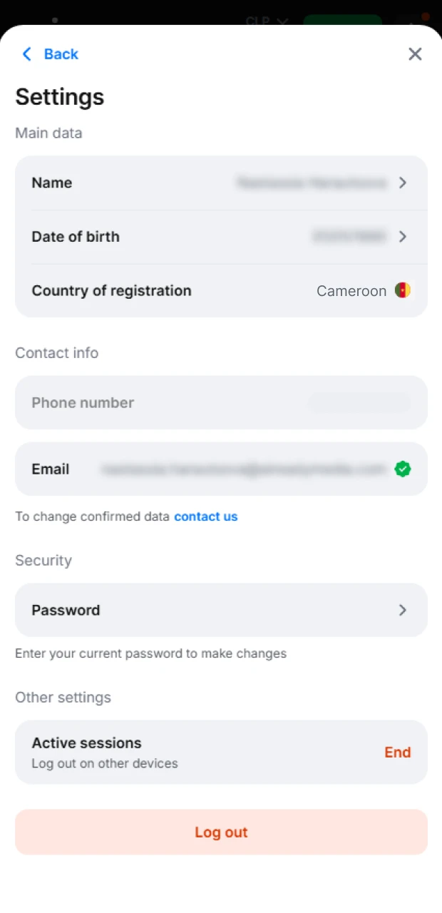 Complete verification in your 1Win account.