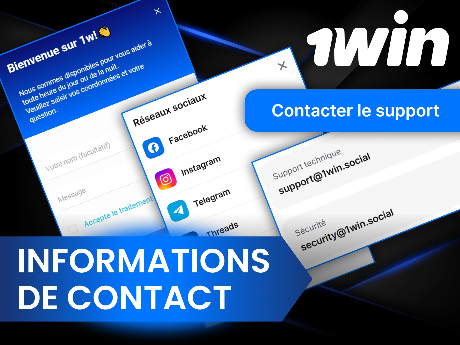Contactez 1Win si vous avez des questions ou des problèmes.