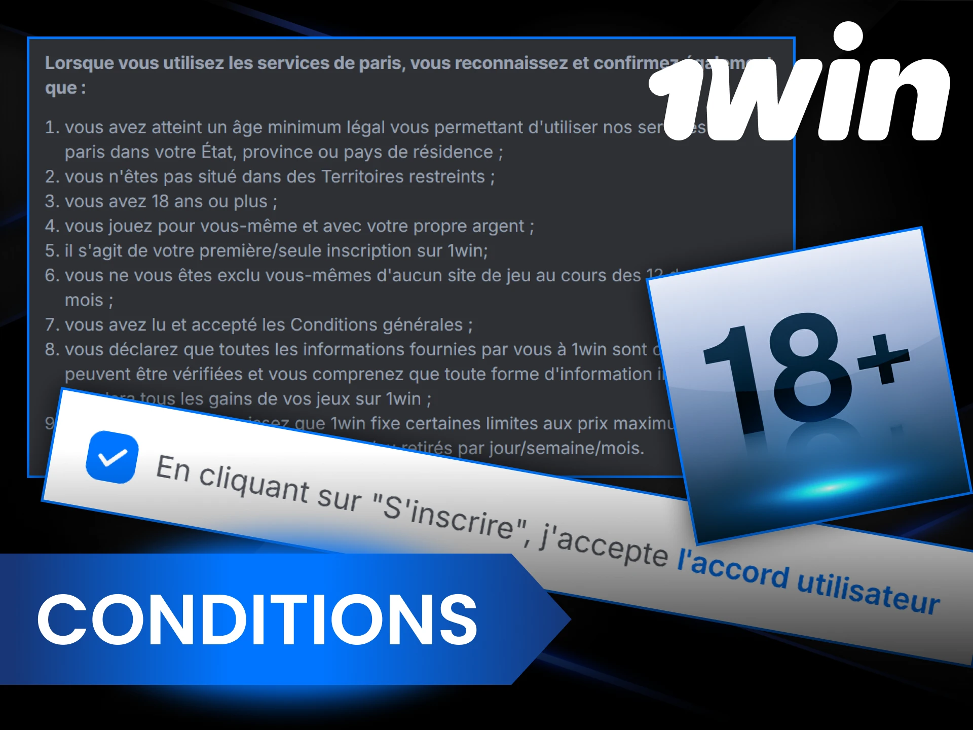 Suivez les conditions d'inscription à 1Win.