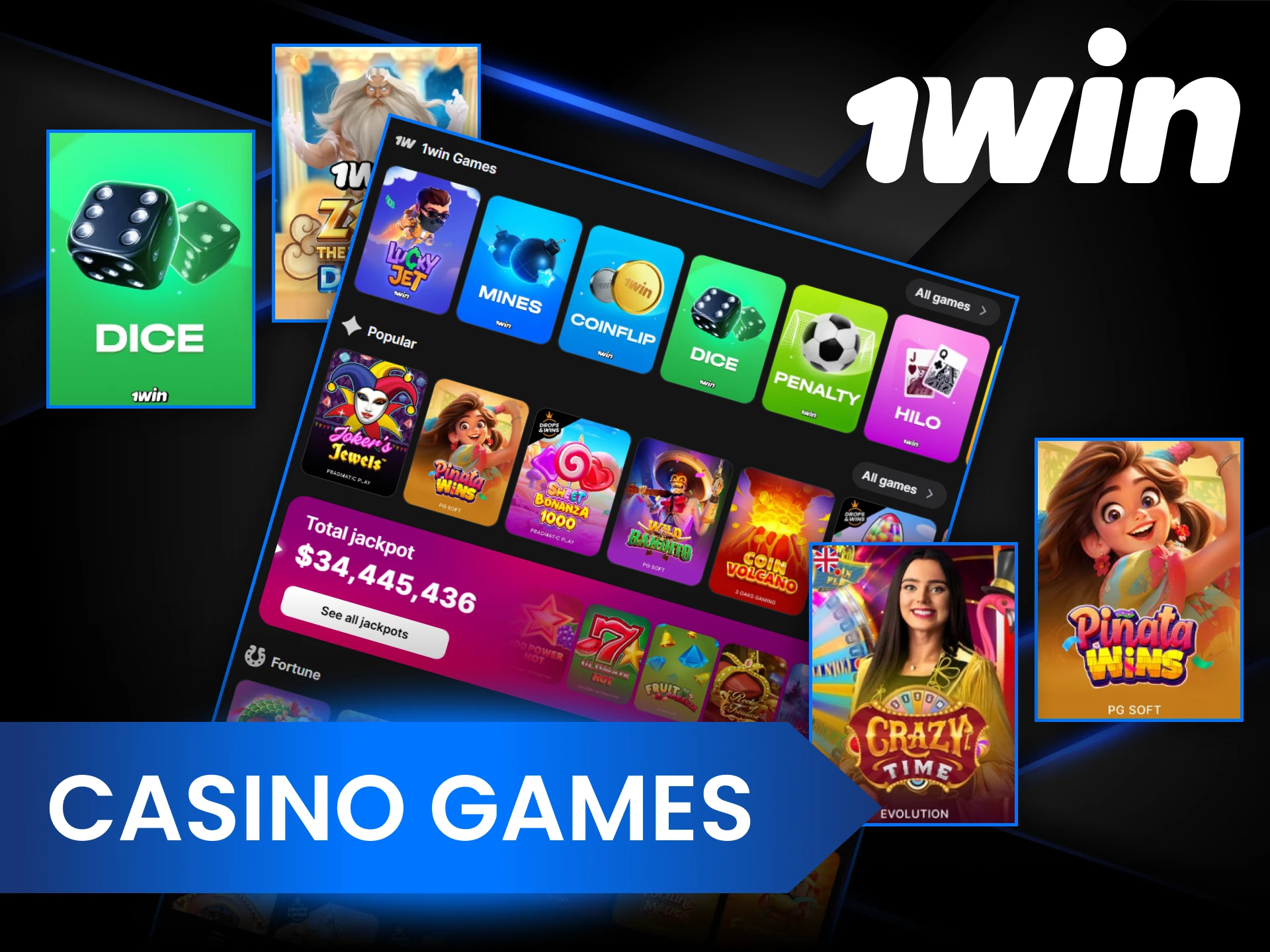 Numerous casino games await your bets at 1Win.