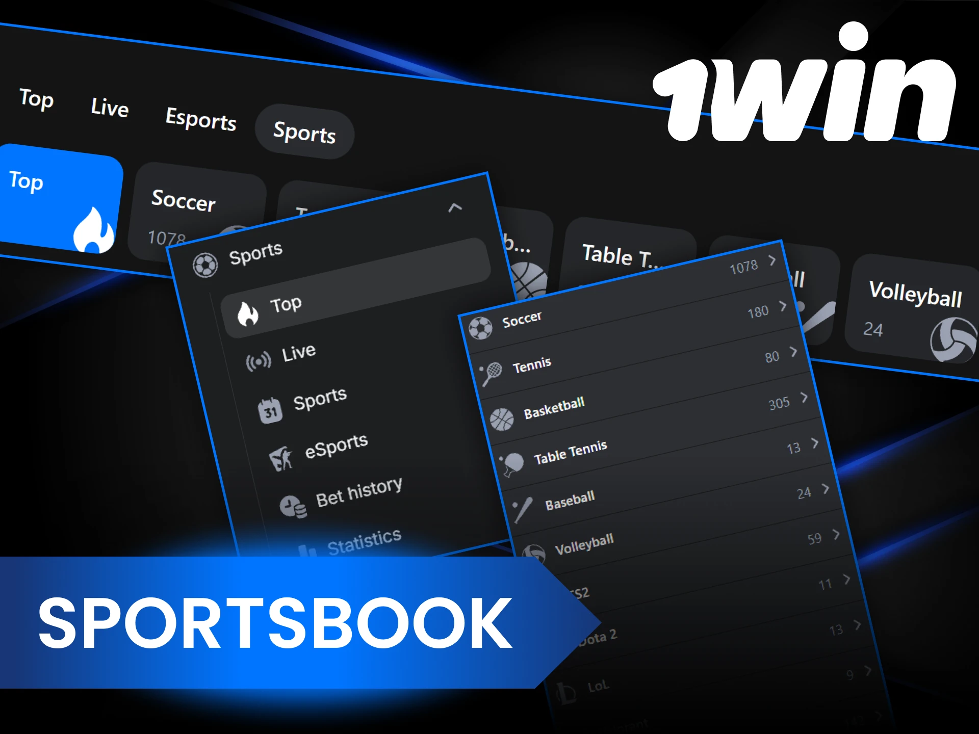 1Win offers many sports where you can bet and win.