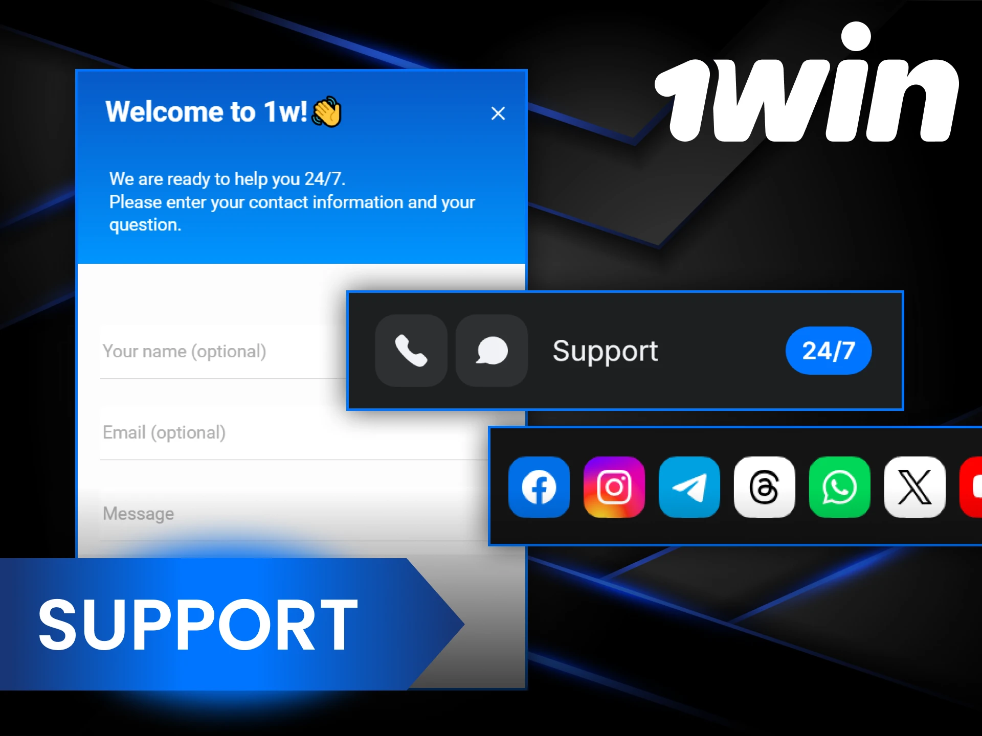 1Win support is available 24/7 to help you at any time.