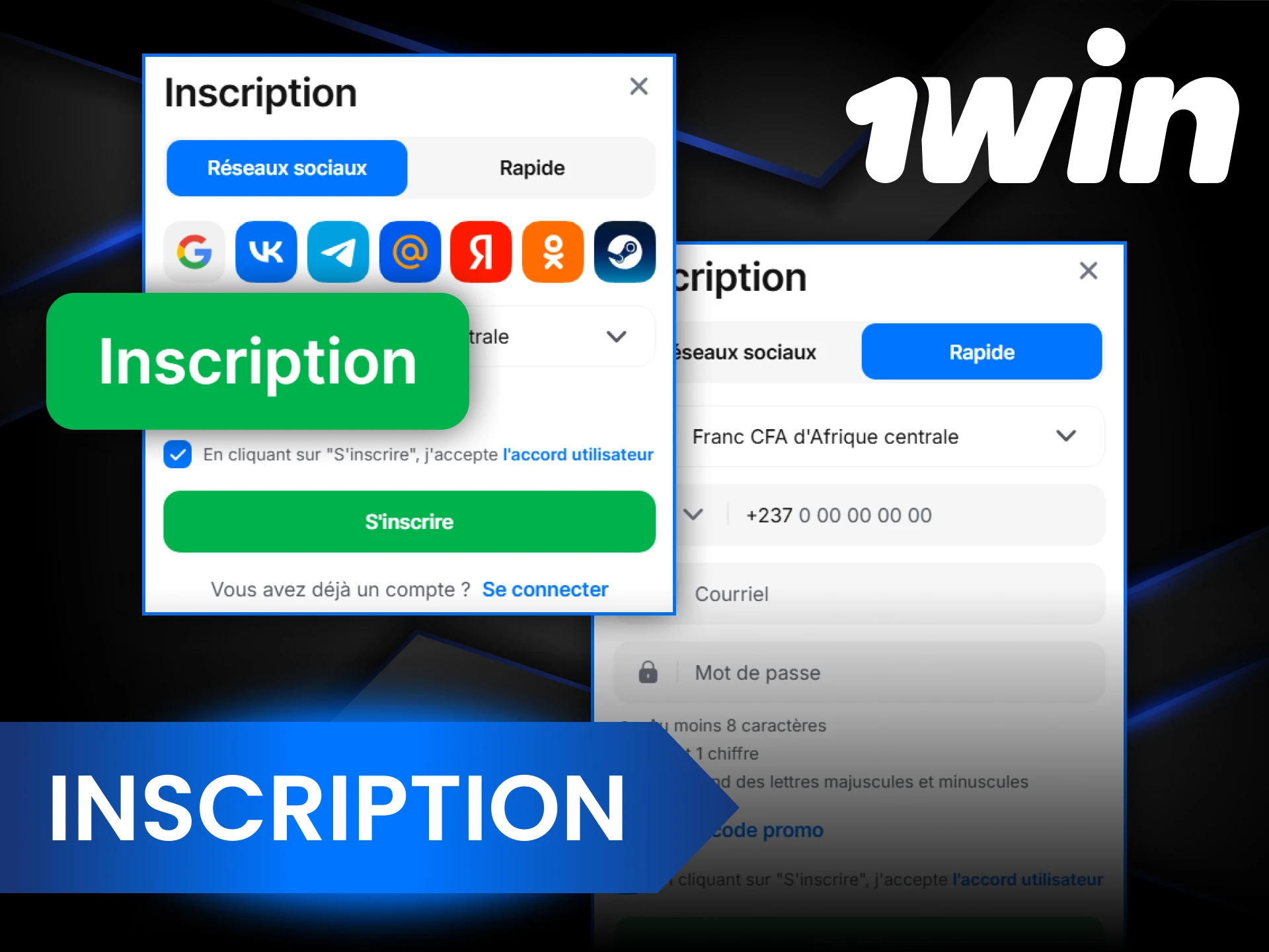 Inscrivez-vous dès maintenant sur 1Win et commencez à gagner.