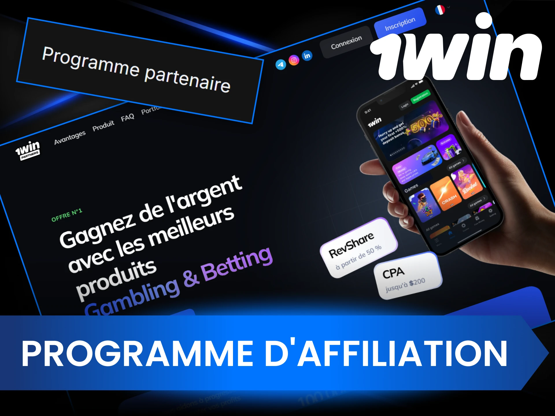 Vous pouvez devenir partenaire de 1Win et profiter de nombreux avantages.