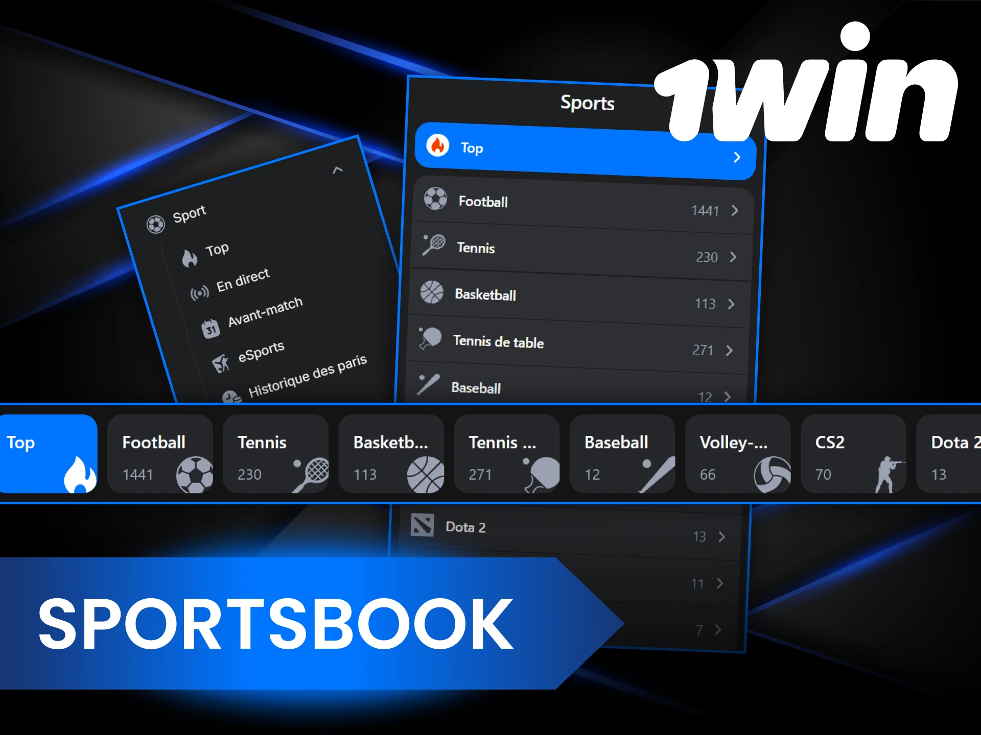 1Win propose de nombreux sports sur lesquels vous pouvez parier et gagner.