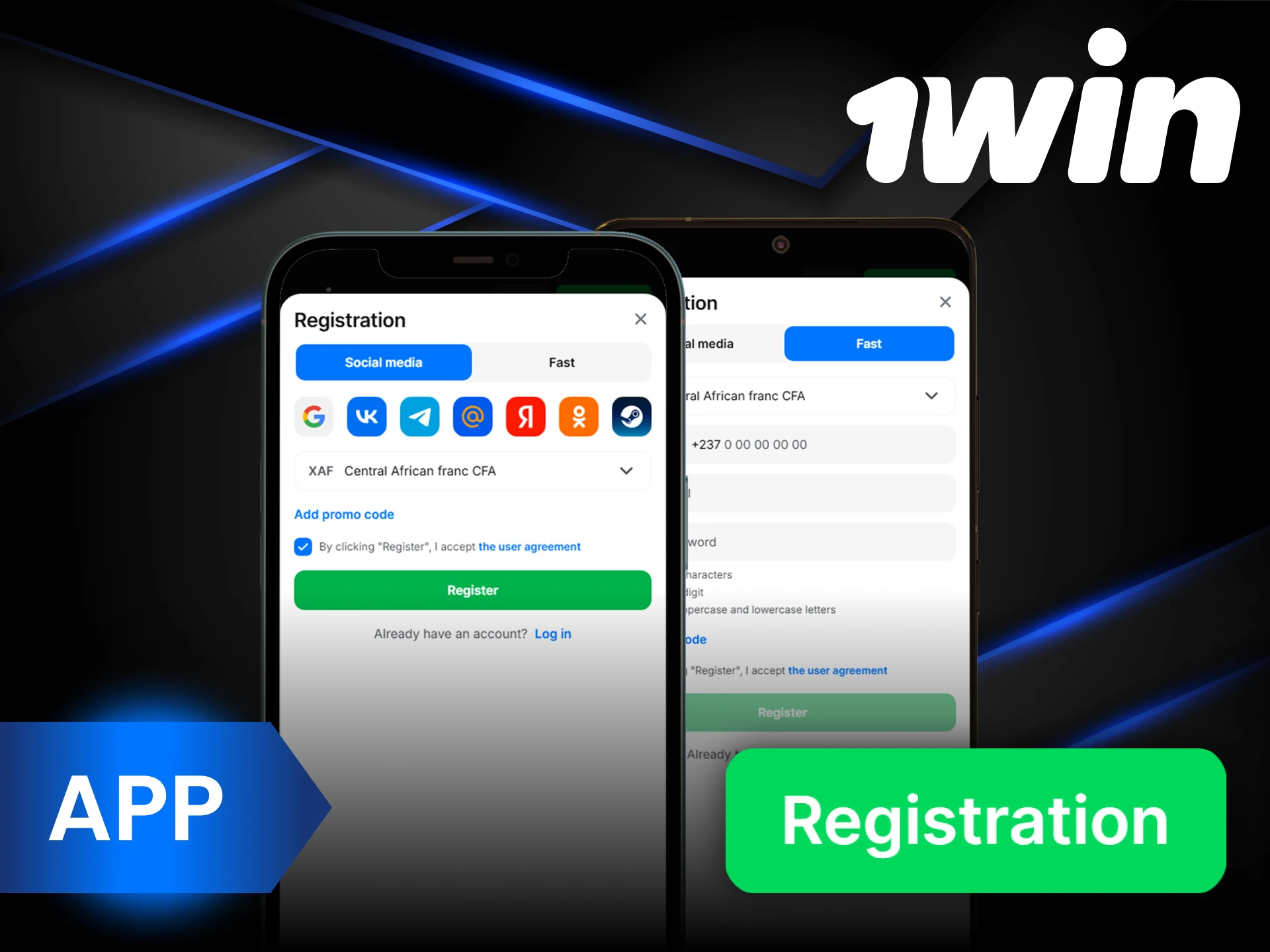 Registration in the 1Win app is available on Android and iOS.