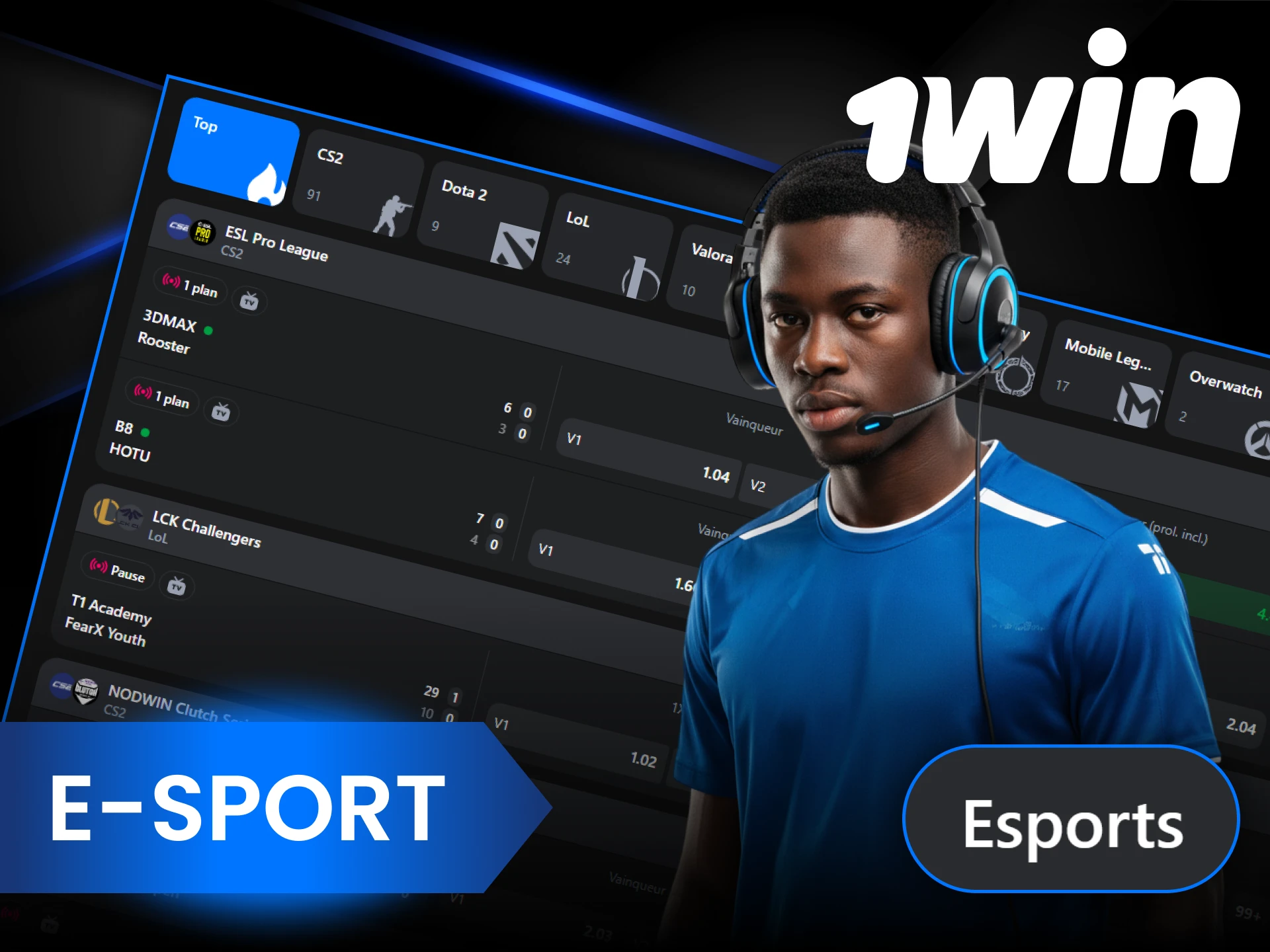 Misez sur l'e-sport sur 1Win et gagnez.