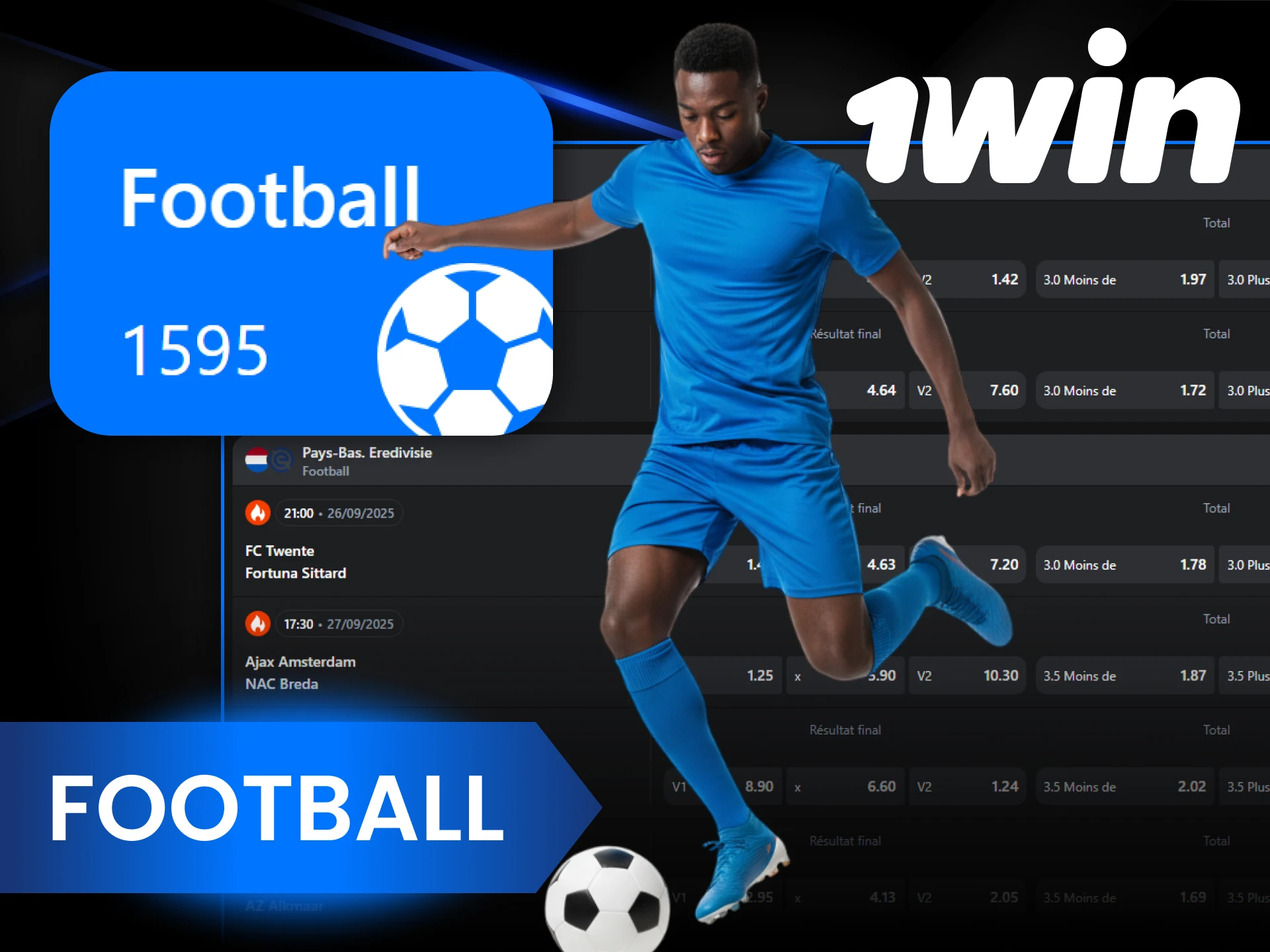 Profitez du football et pariez sur vos équipes préférées sur 1Win.