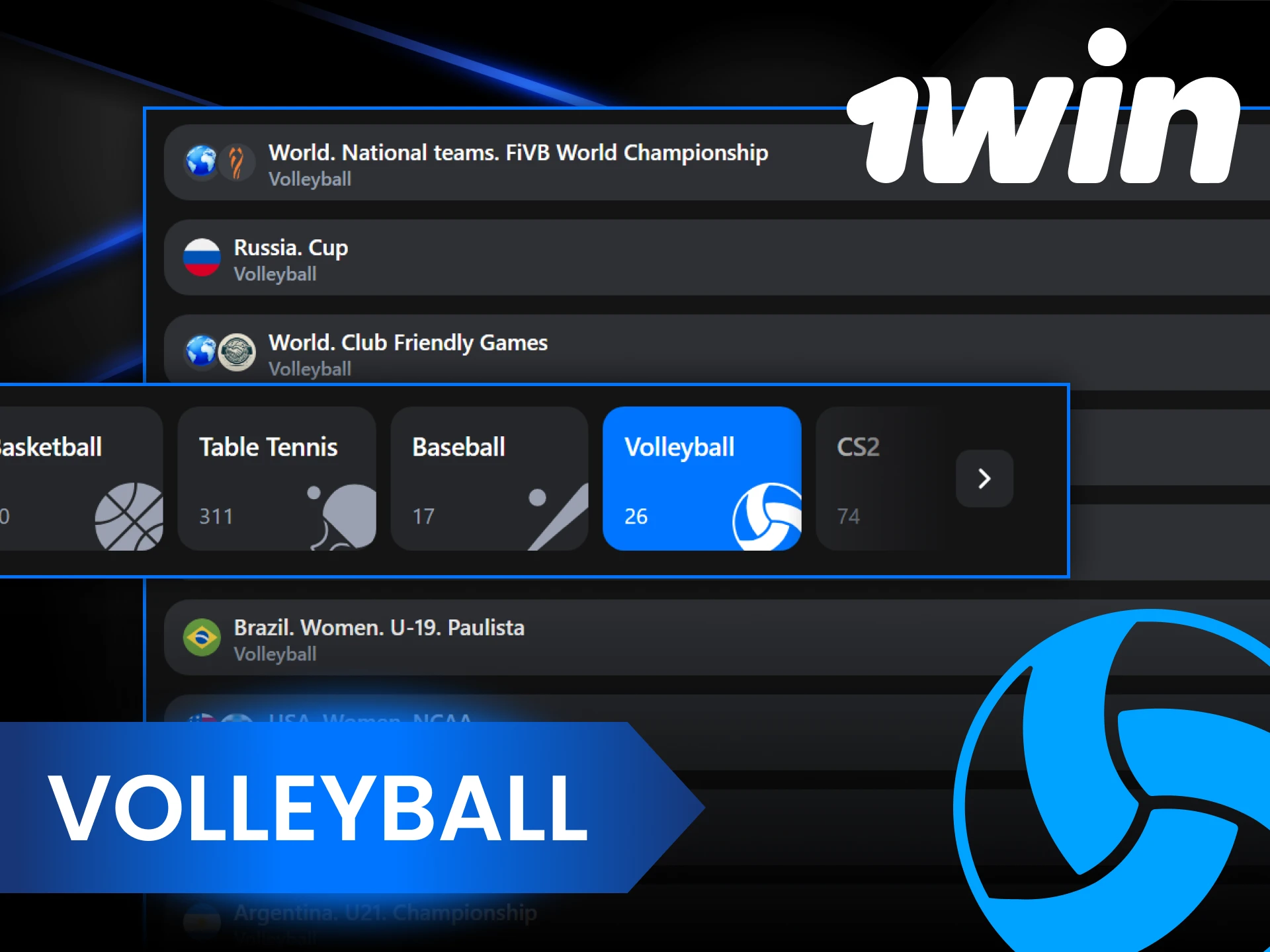 Win big by betting on volleyball at 1Win.