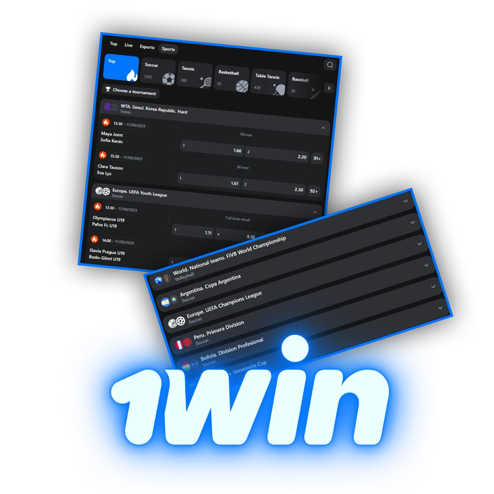 1Win allows you to bet on sports.