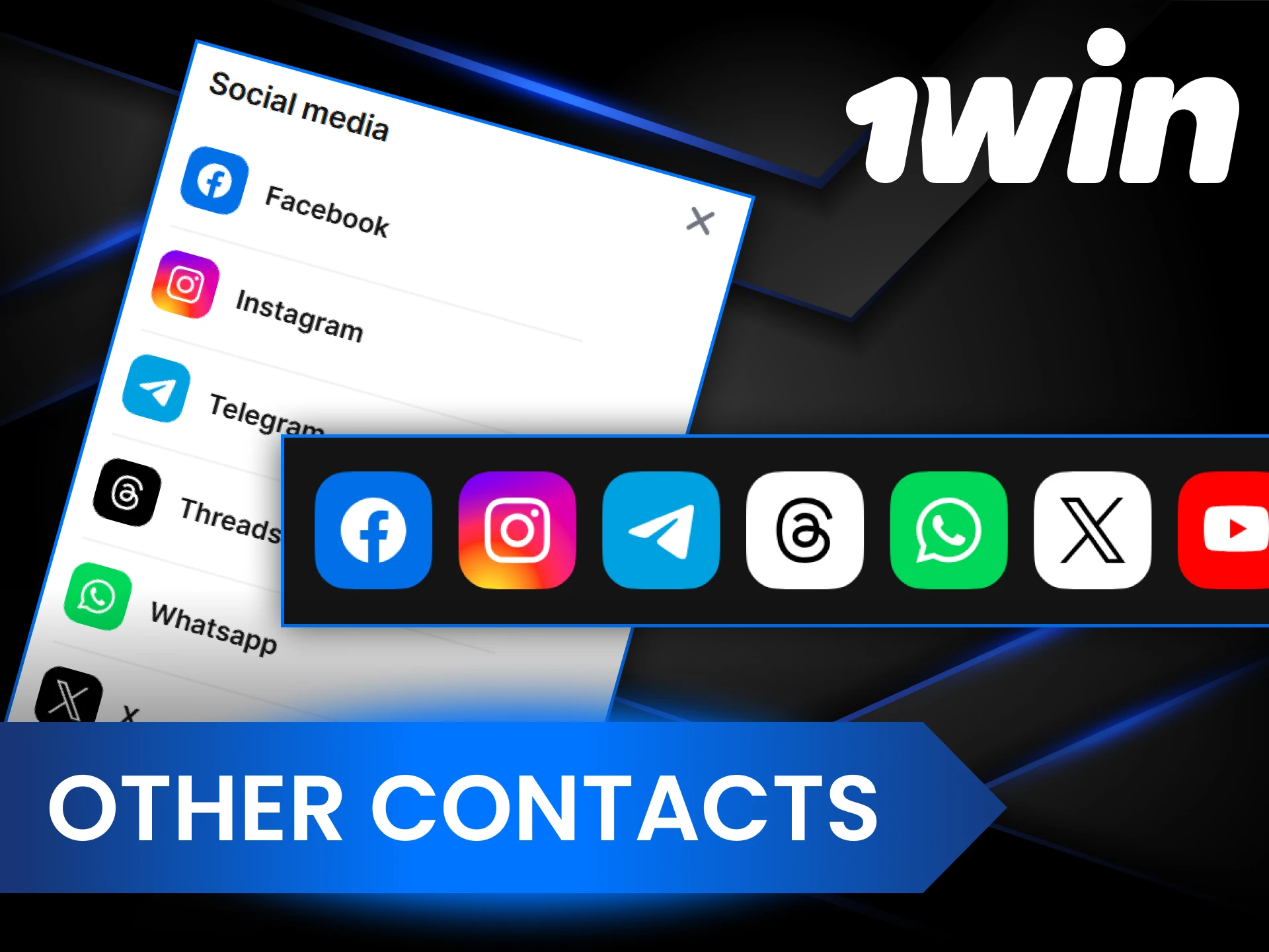 1Win has many contact information available.